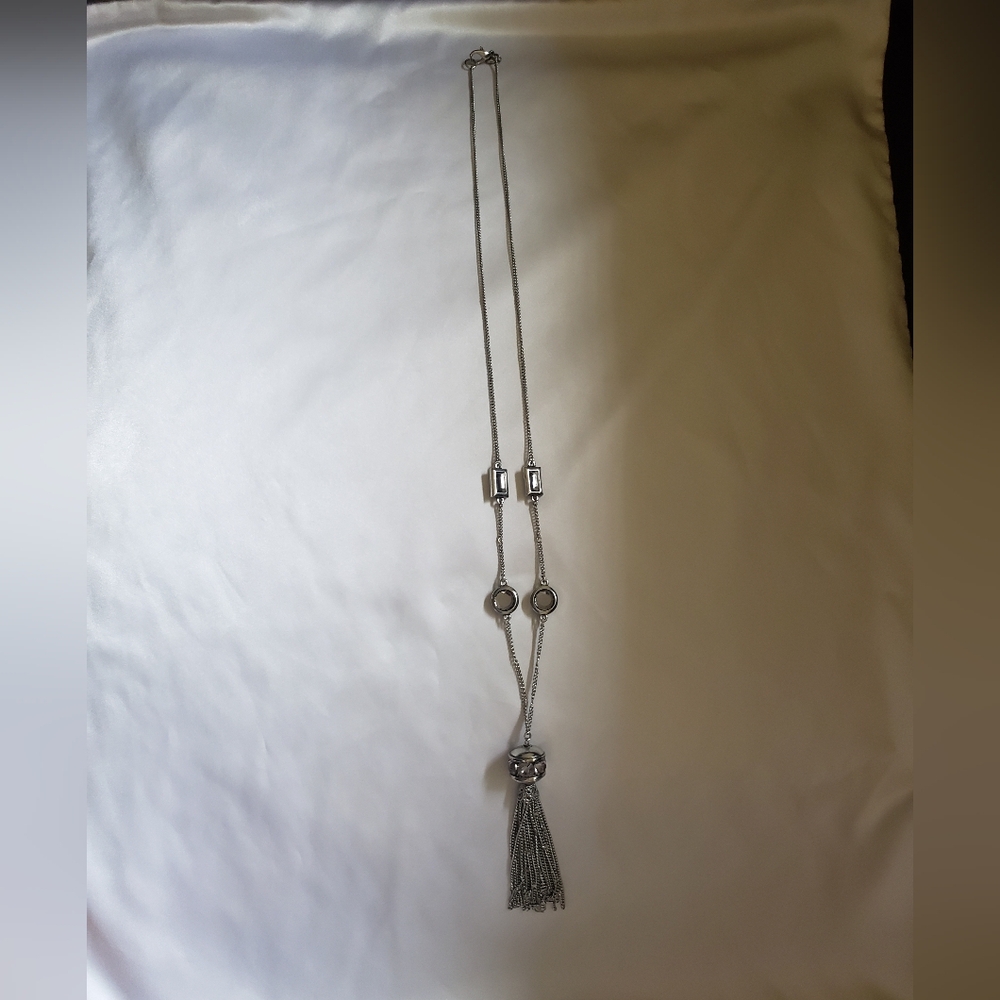 Ann Taylor Loft Silver Tassel Necklace